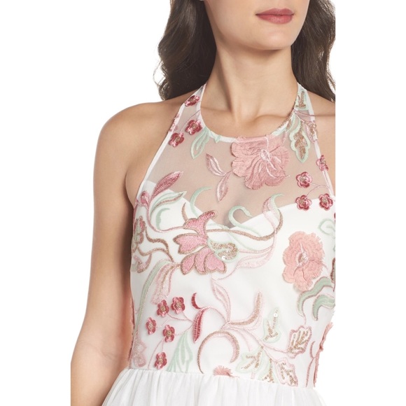 Embroidered Mesh & Tulle Halter Gown for Prom - Picture 4 of 8